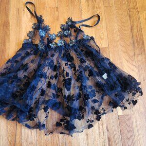 Bronx & Banco Anastasia Style Embroidered Floral Applique Teddy/Babydoll Sz 1XL